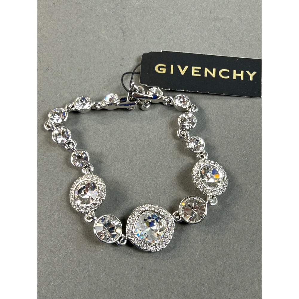Givenchy Silver Tone Crystal Halo Link Bracelet 60354424-NY0 New